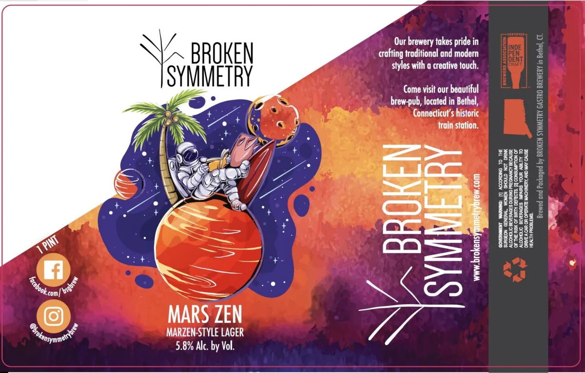Broken Symmetry "Mars Zen" Märzen-style lager label — digital print sample